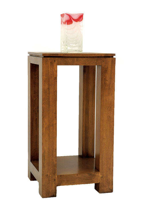 Squared console / lamp stand in solid hevea wood