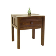 Bedside table with stripe carved pattern