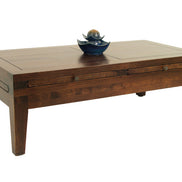 Low coffee table with 6 sliding trays