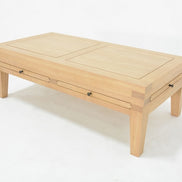 Low coffee table with 6 sliding trays