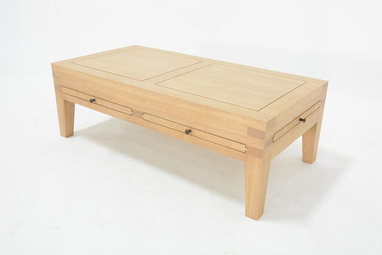 Low coffee table with 6 sliding trays