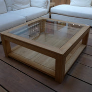 Coffee table with glass top