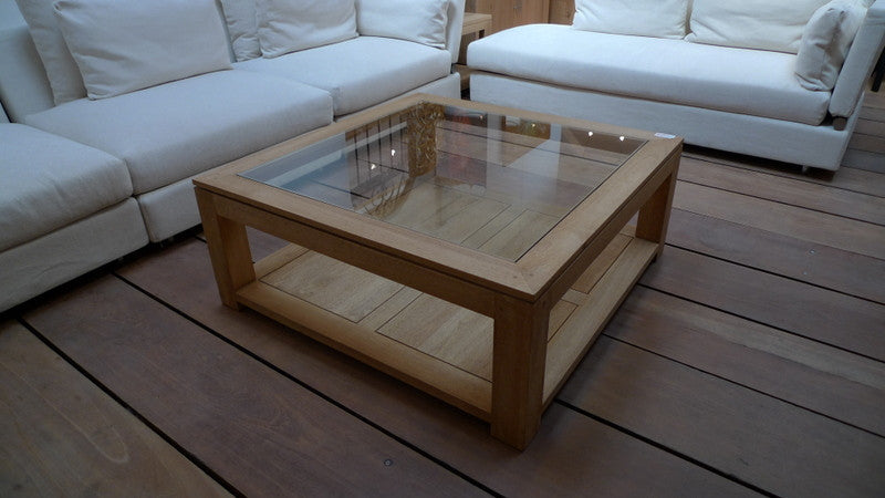 Coffee table with glass top