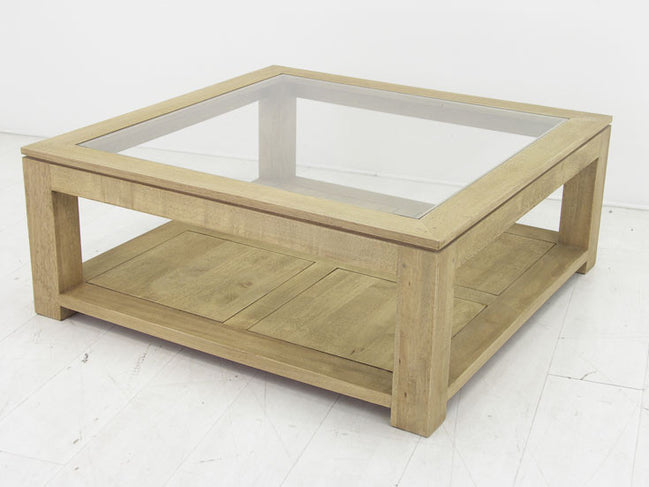 Coffee table with glass top