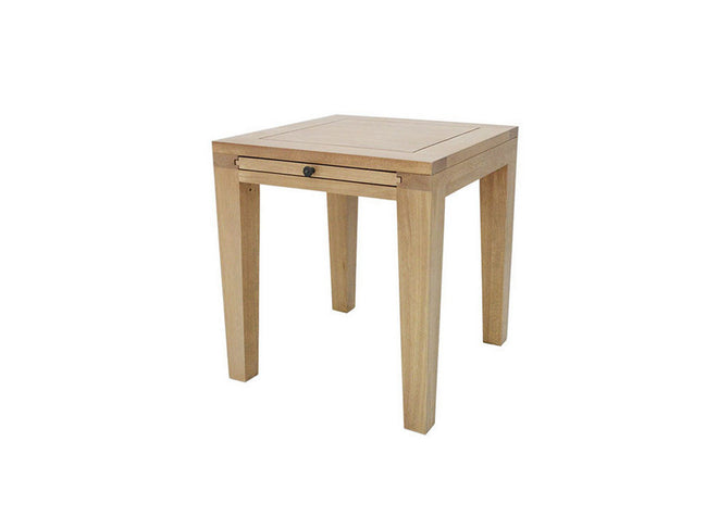 Side table with sliding tray