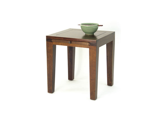 Side table with sliding tray