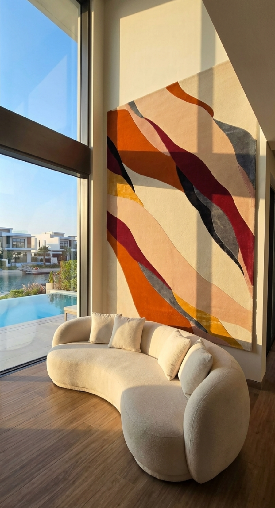 RUG for indoor hand-made in wool & viscose