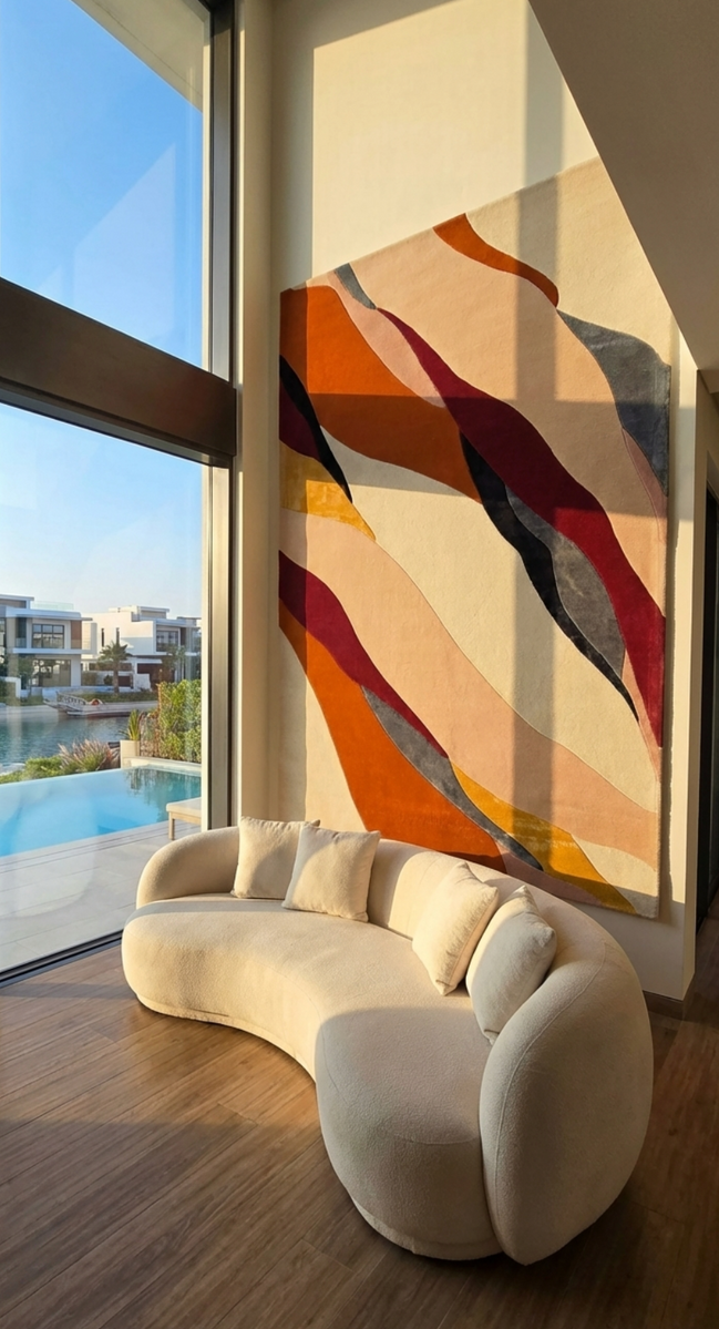 RUG for indoor hand-made in wool & viscose