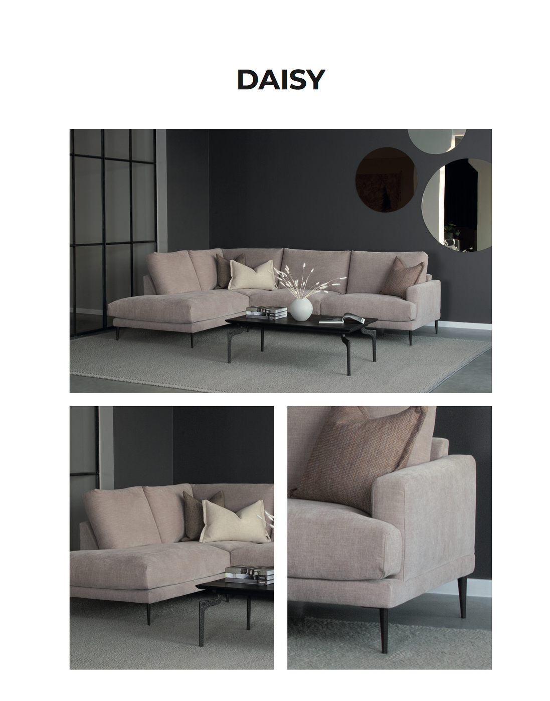Sofa DAISY : Chaise longue + 3 places