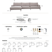 Sofa DAISY : Chaise longue + 3 places