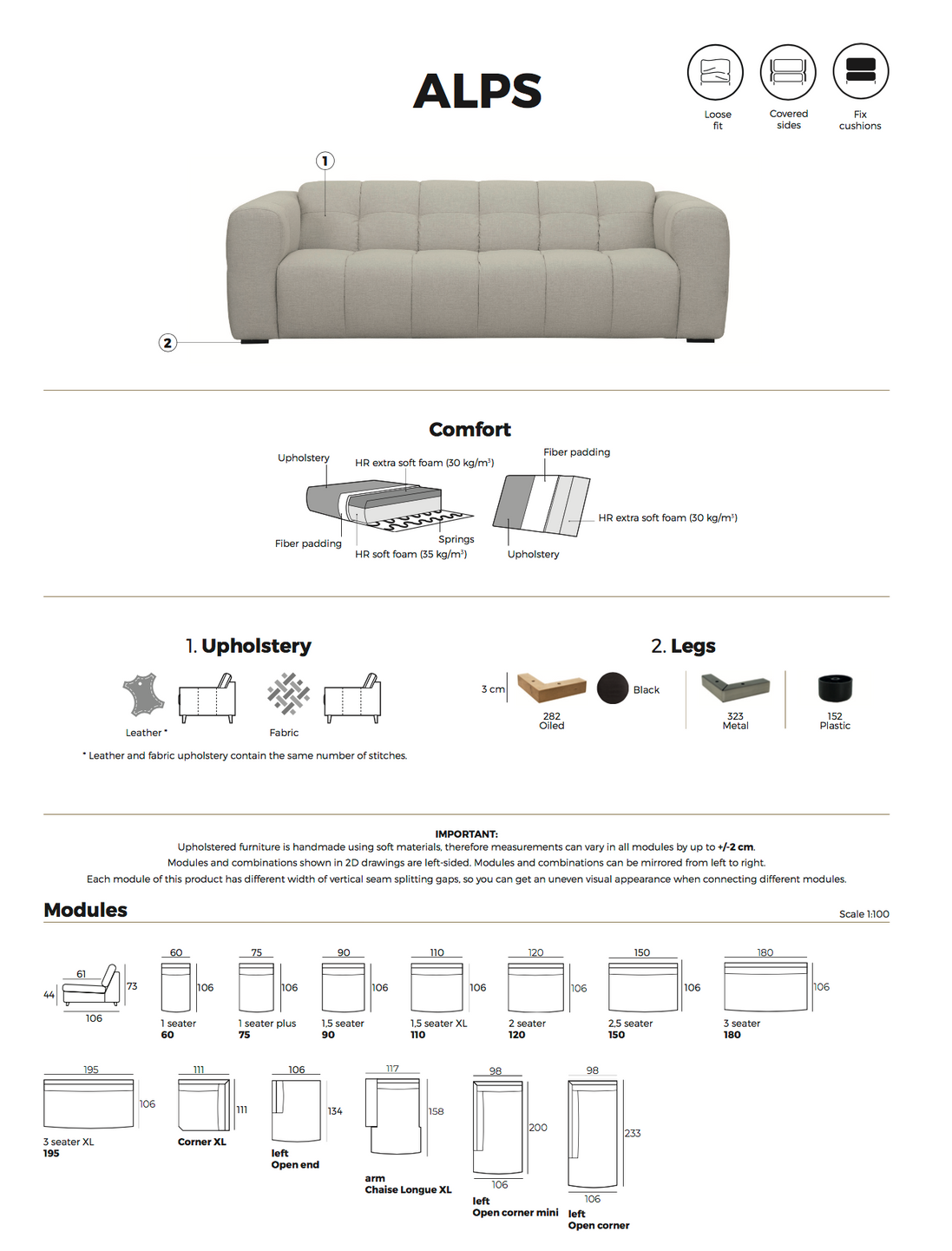 Sofa ALPS : 3 places