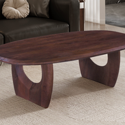 Table Basse 'BRAGA' Ovale danoise Bois de manguier Brun foncé
