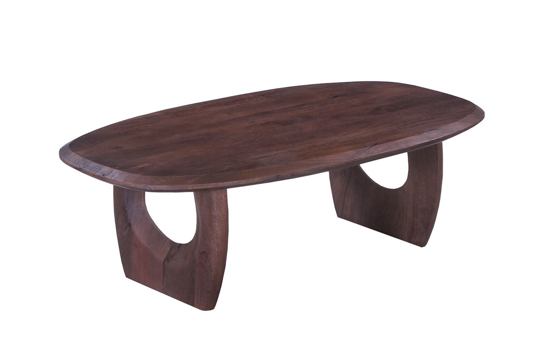 Table Basse 'BRAGA' Ovale danoise Bois de manguier Brun foncé