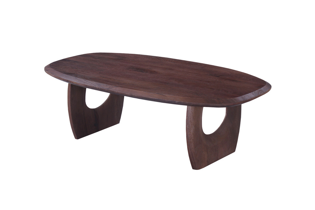 Table Basse 'BRAGA' Ovale danoise Bois de manguier Brun foncé