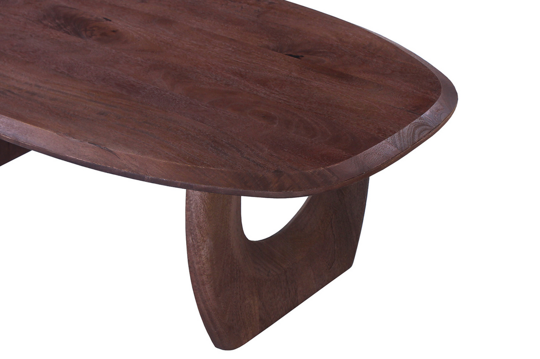 Table Basse 'BRAGA' Ovale danoise Bois de manguier Brun foncé