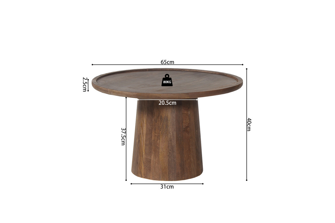 Table basse 'JULES' Ronde Bois de manguier Brun clair