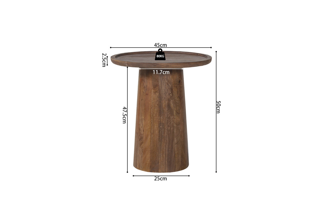 Table d'appoint 'JULES' Ronde Bois de manguier Brun clair
