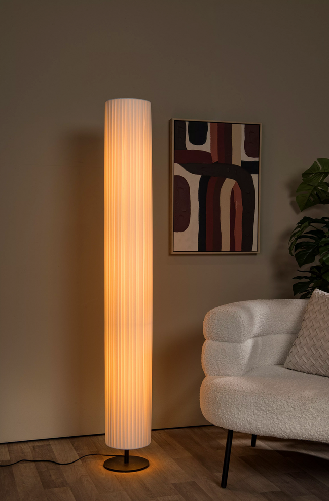 Floor lamp FOLD, silked fabric