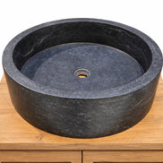 Washbasin in marble, round, black 00590