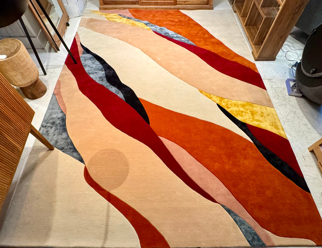 RUG for indoor hand-made in wool & viscose