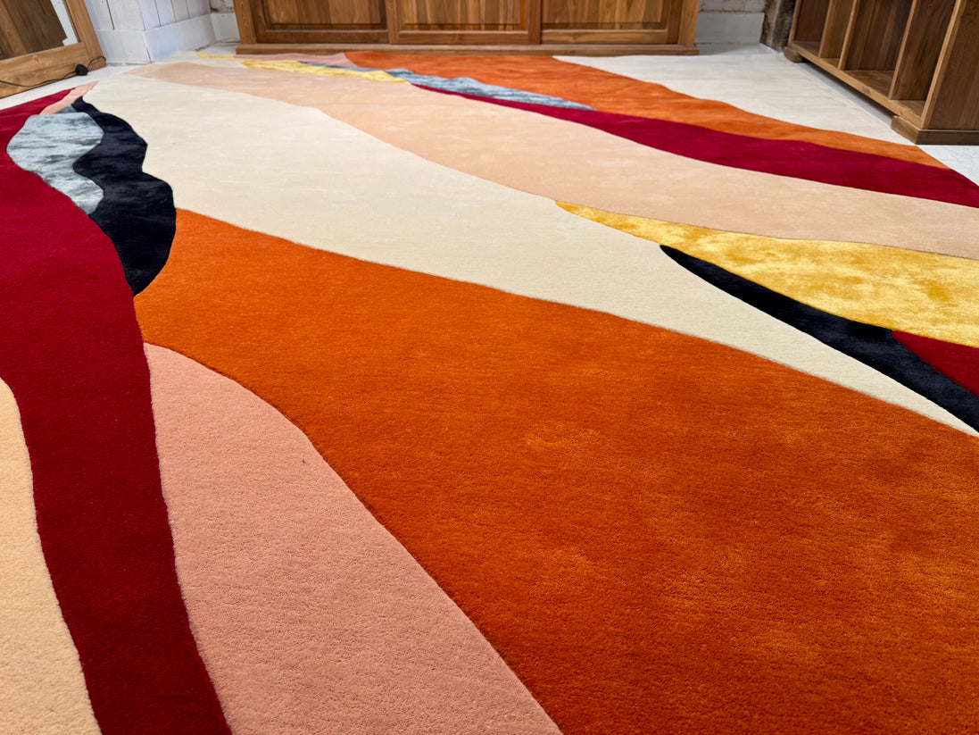 RUG for indoor hand-made in wool & viscose