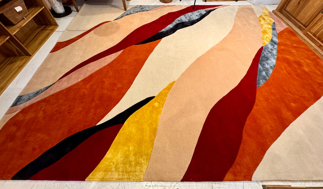 RUG for indoor hand-made in wool & viscose