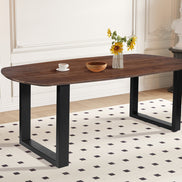 Modern oval dining table in solid mango wood and metal legs