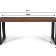 Modern oval dining table in solid mango wood and metal legs