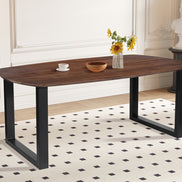 Modern oval dining table in solid mango wood and metal legs