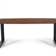 Modern oval dining table in solid mango wood and metal legs