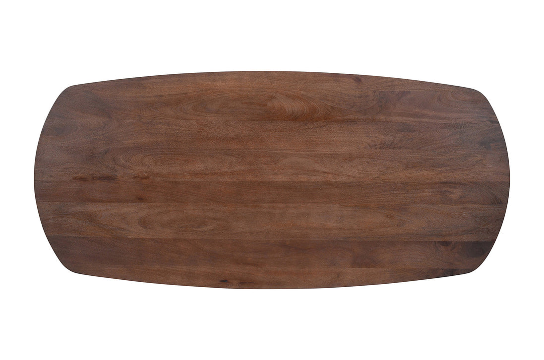 Modern oval dining table in solid mango wood and metal legs