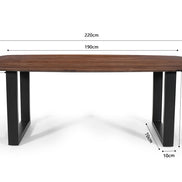 Modern oval dining table in solid mango wood and metal legs