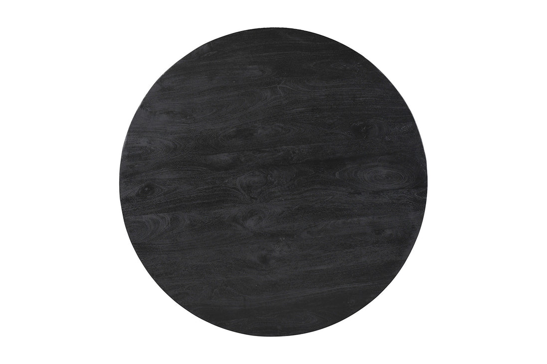 Round dining table "Tommy" in solid mango wood, black finish