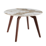 Table 'Alma' 120 cm Round Glossy Stone Pandora - Leg walnut