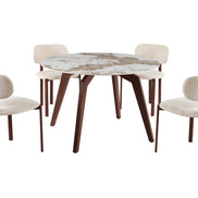 Table 'Alma' 120 cm Round Glossy Stone Pandora - Leg walnut