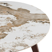 Table 'Alma' 120 cm Round Glossy Stone Pandora - Leg walnut