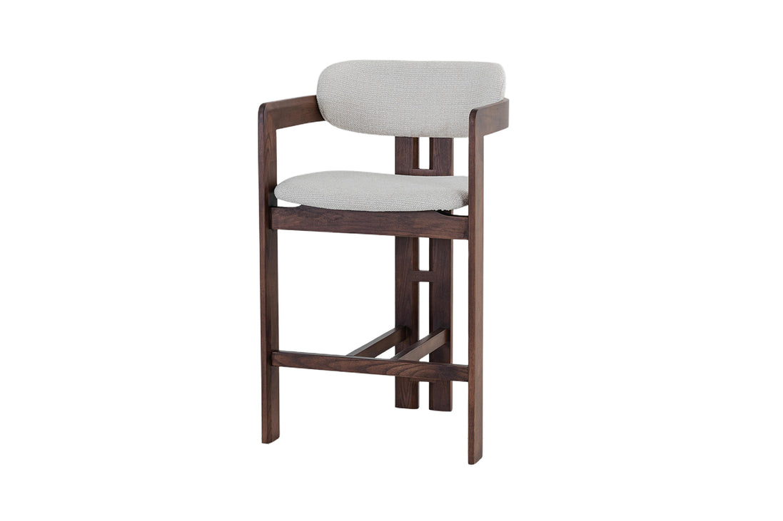 Bar stool CAMILLE, ash wood & fabric