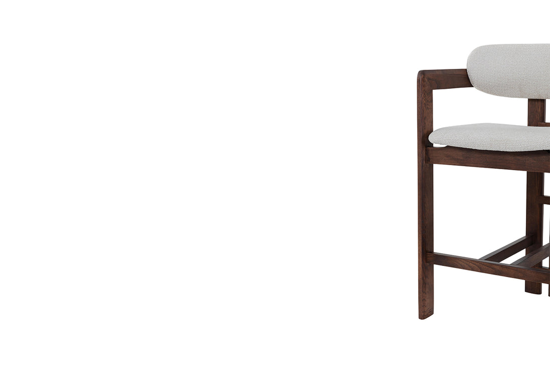 Bar stool CAMILLE, ash wood & fabric