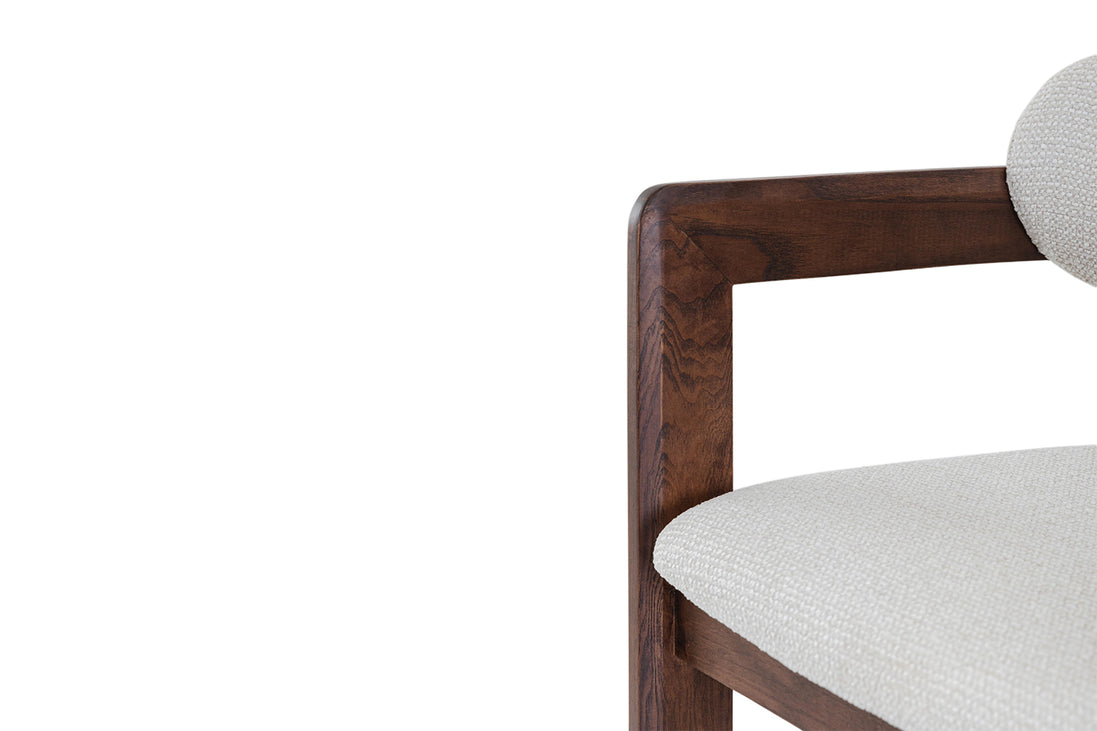 Bar stool CAMILLE, ash wood & fabric