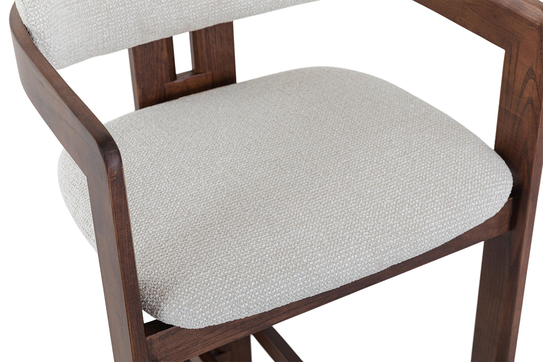 Bar stool CAMILLE, ash wood & fabric