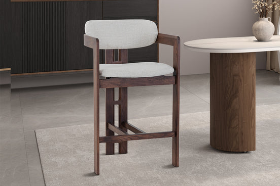 Bar stool CAMILLE, ash wood & fabric