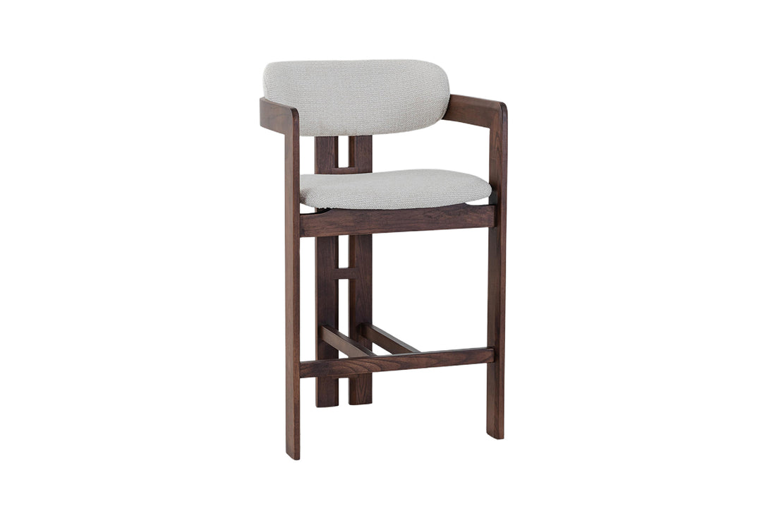Bar stool CAMILLE, ash wood & fabric