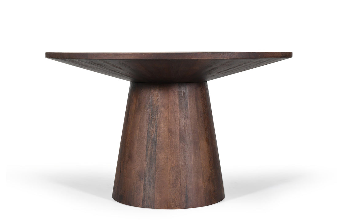 Round dining table "Tommy" in solid mango wood, black or brown finish