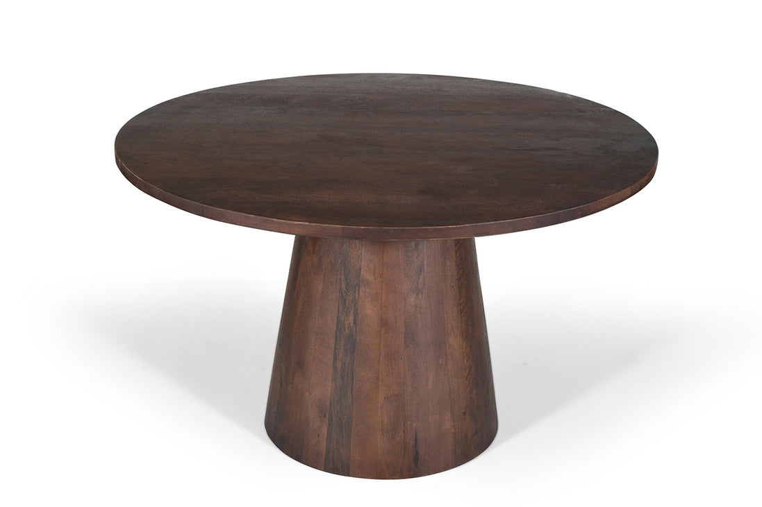 Round dining table "Tommy" in solid mango wood, black or brown finish