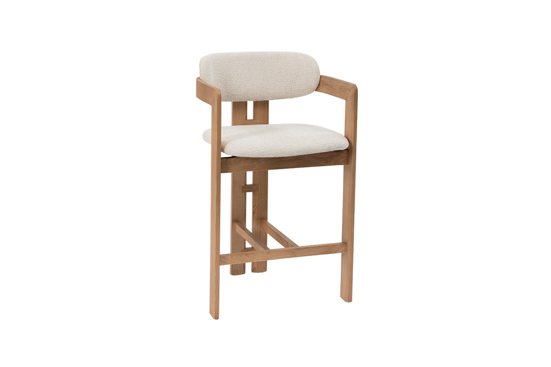 Bar stool CAMILLE, ash wood & fabric