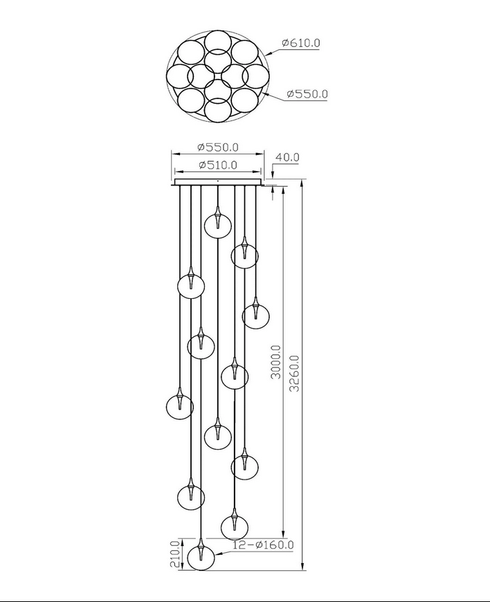 Pendant lamp - GISELA 12 lights