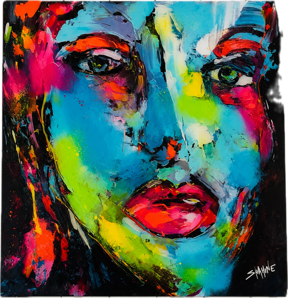 Reproduction photo, édition limitée - Visage bleu by Shahine Blonz